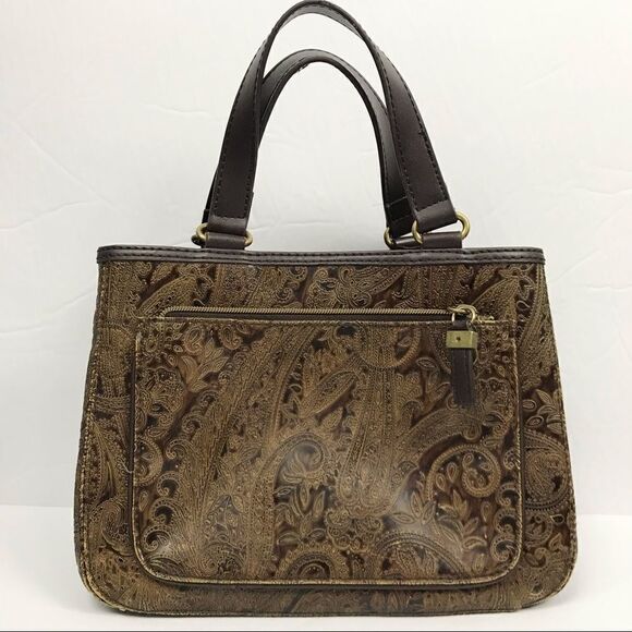 Vintage tooled paisley leather embossed Handbag - Picture 2 of 15
